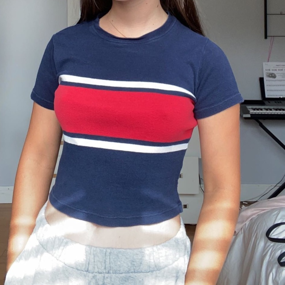 red, navy, and white cropped top - Picture 2 of 2